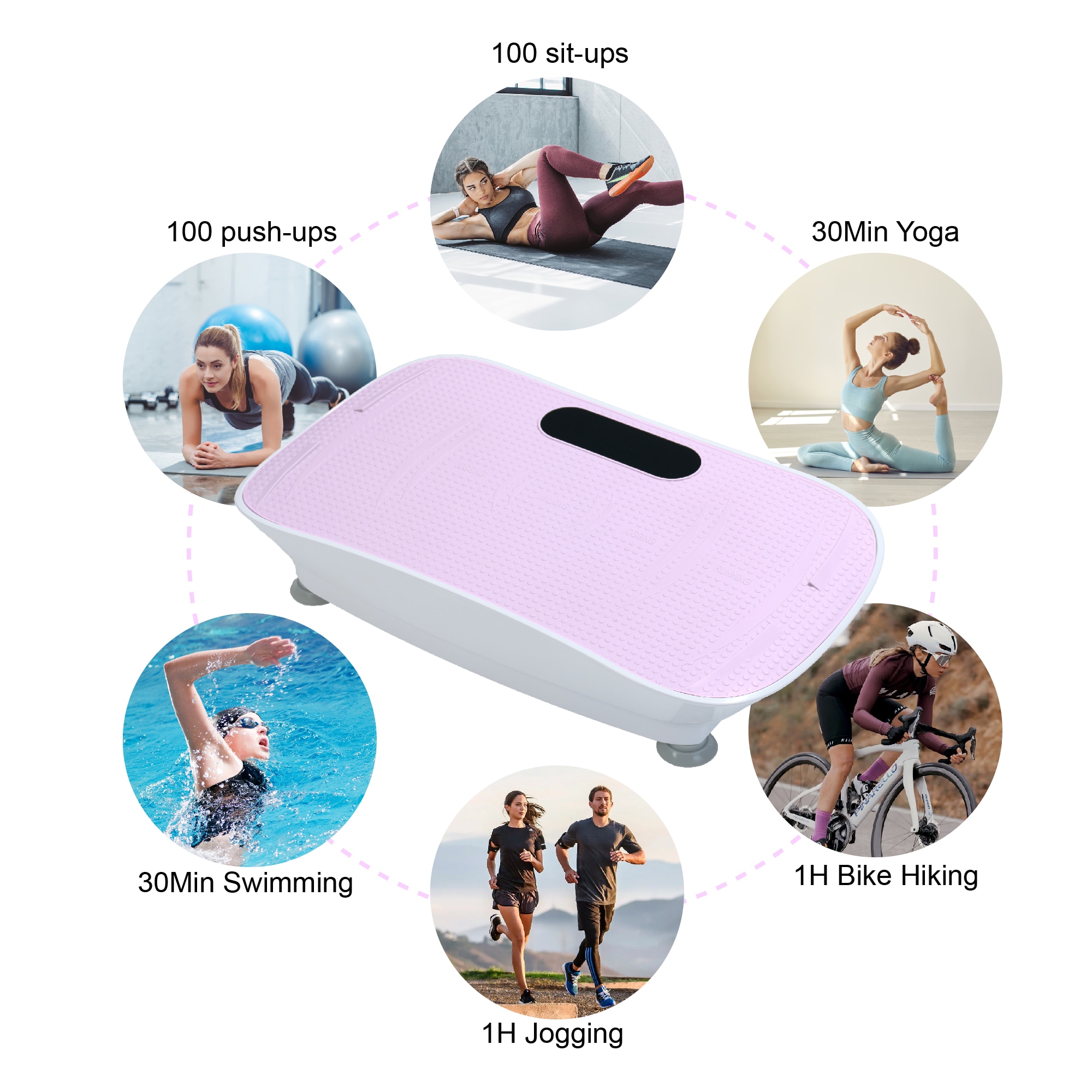 Silent Vibration Platform Crazy Fitness Massage 10-Frequency Weight Loss & Fat Burner Body Shaking Machine For Unisex Pink_voghion.com